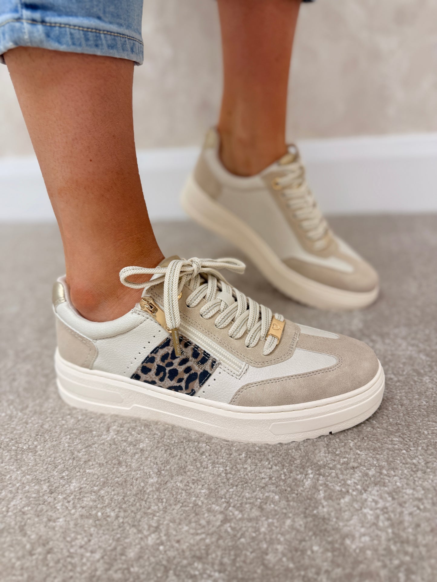 Cream comb Leopard Trainers