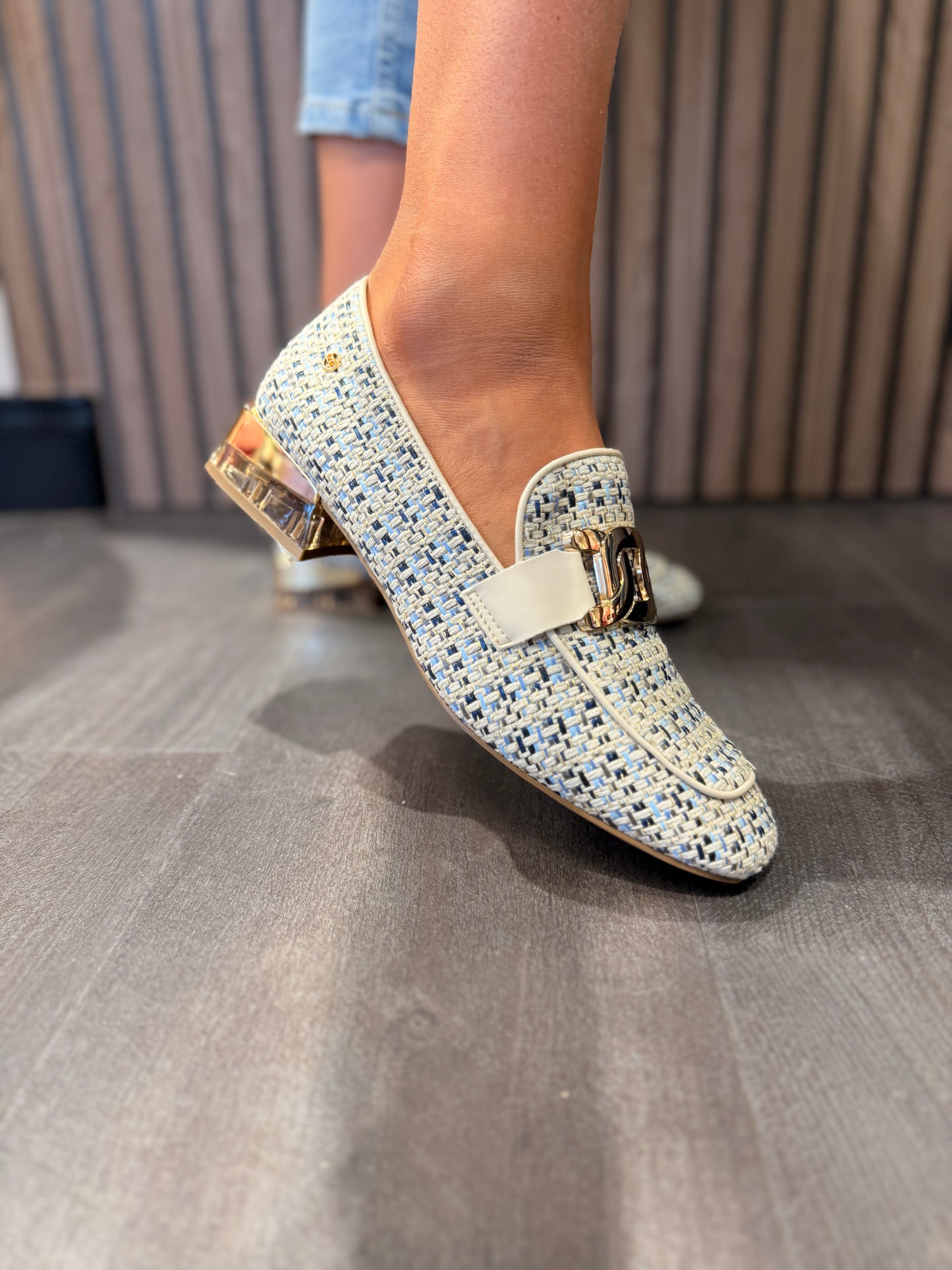 Laocai One Blue Tweed Loafers