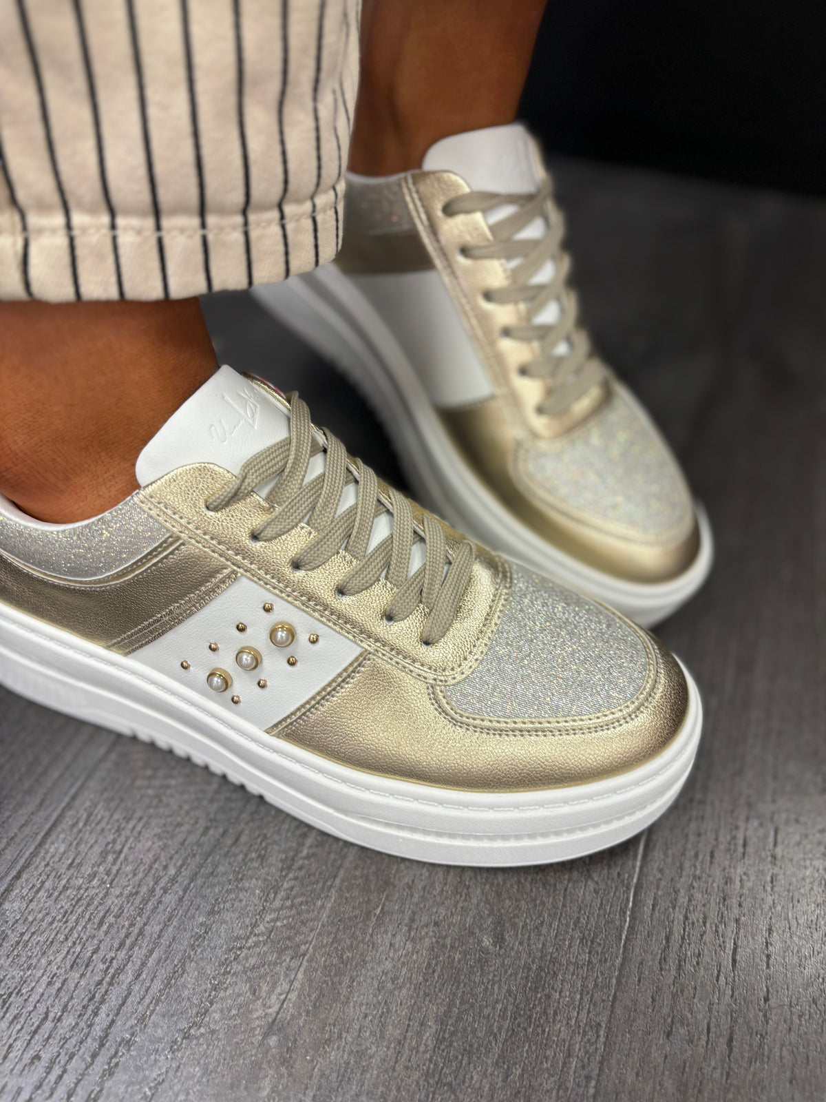 Candida Champagne Shimmer Trainers
