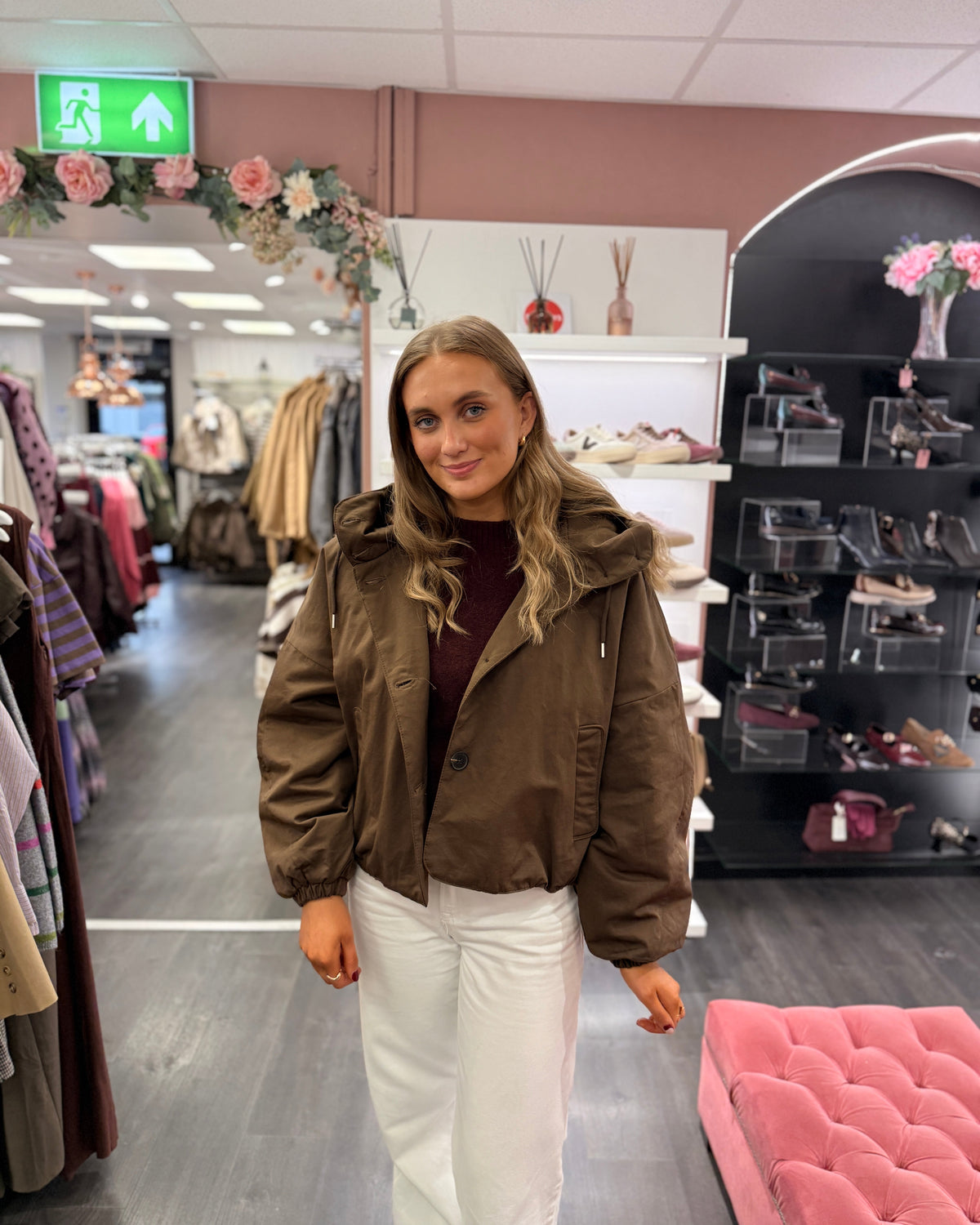 Kylie Oversized hooded jacket brown