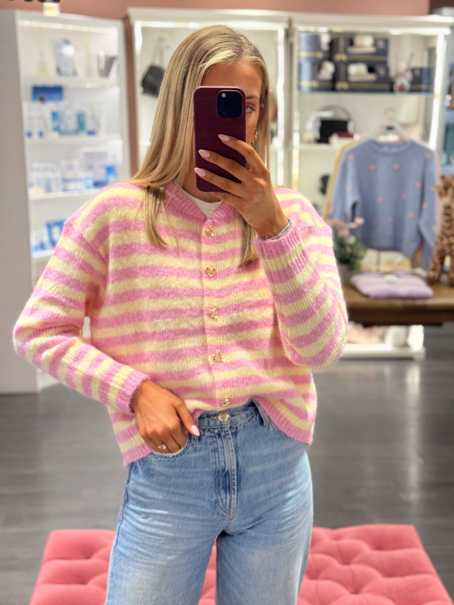 Candy Lemon Stripe Cardigan