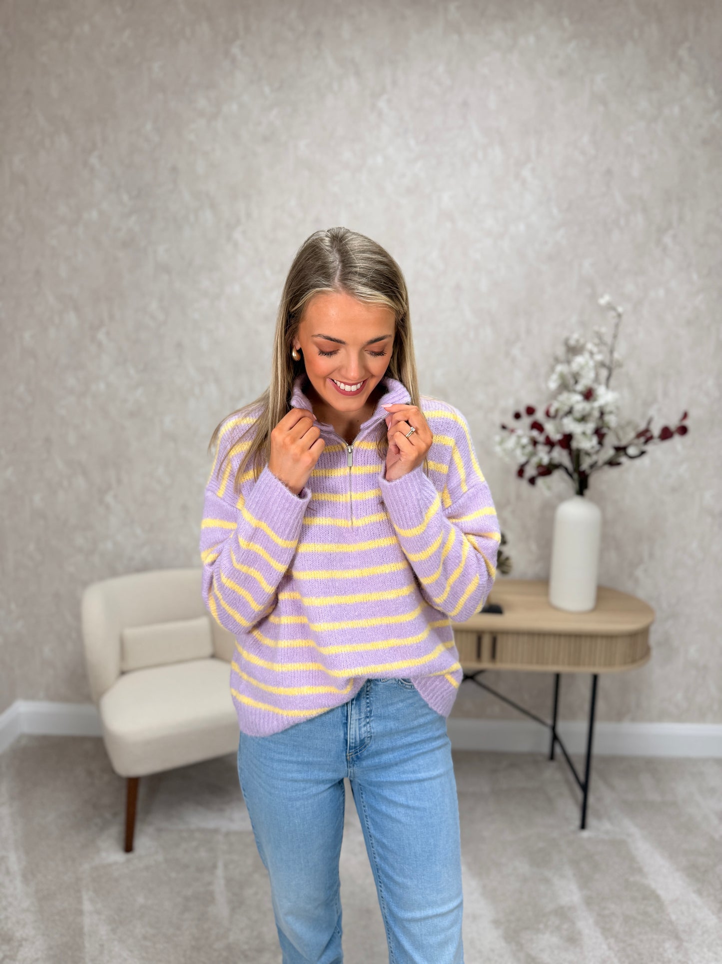 Purple Yellow Half Zip Jumper