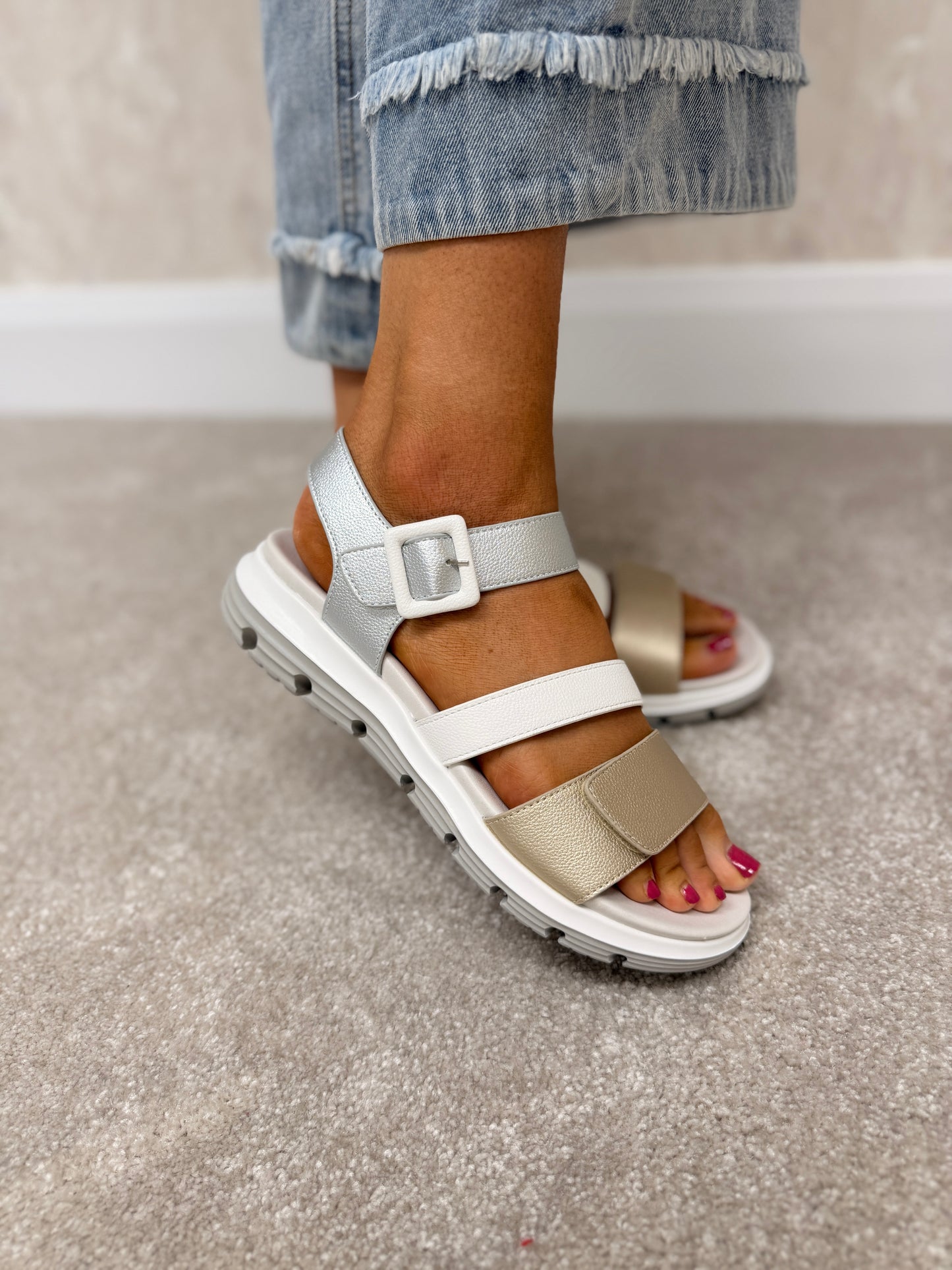 Beenham Chrome Mix Sandals