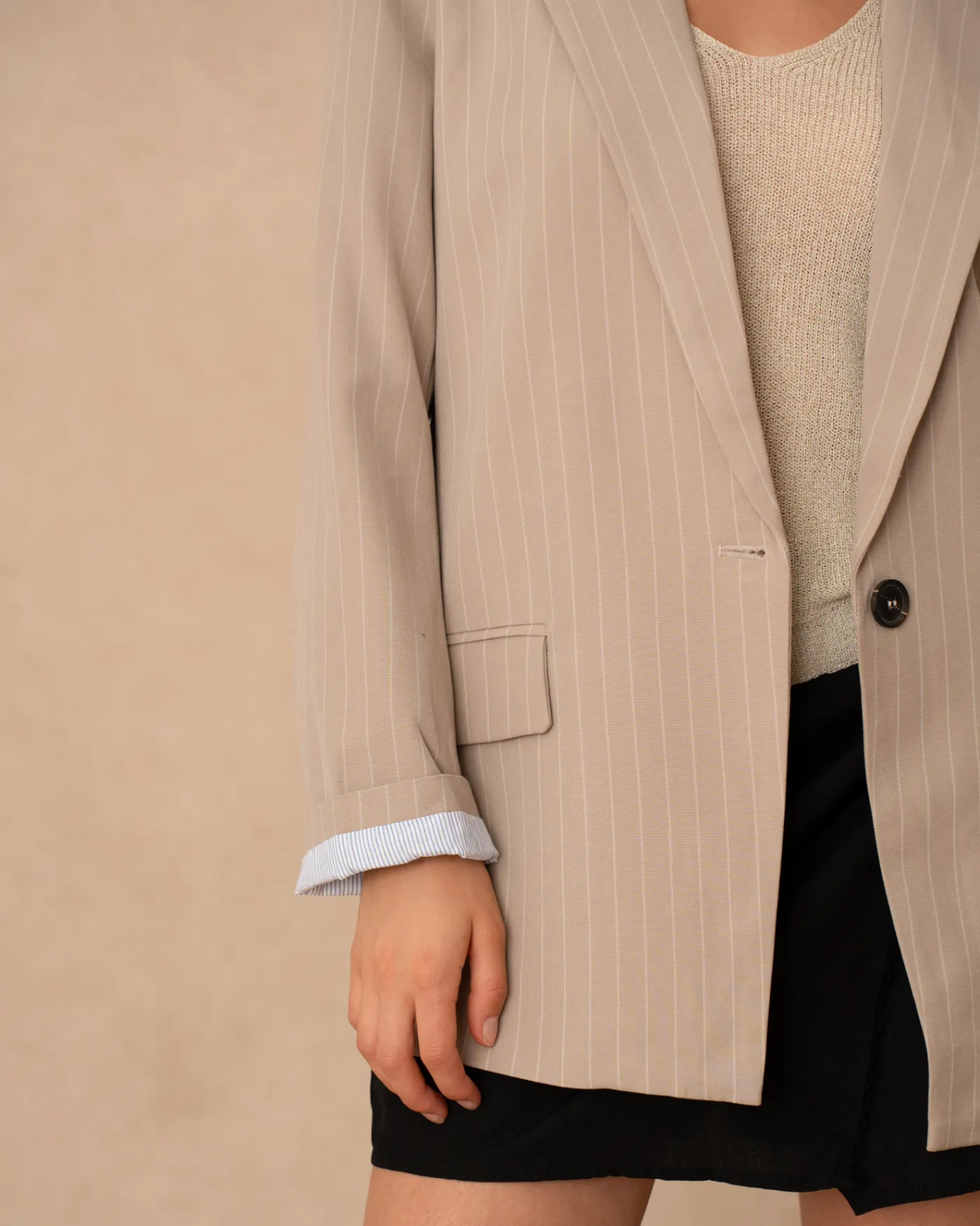 Pin Stripe Blazer Beige
