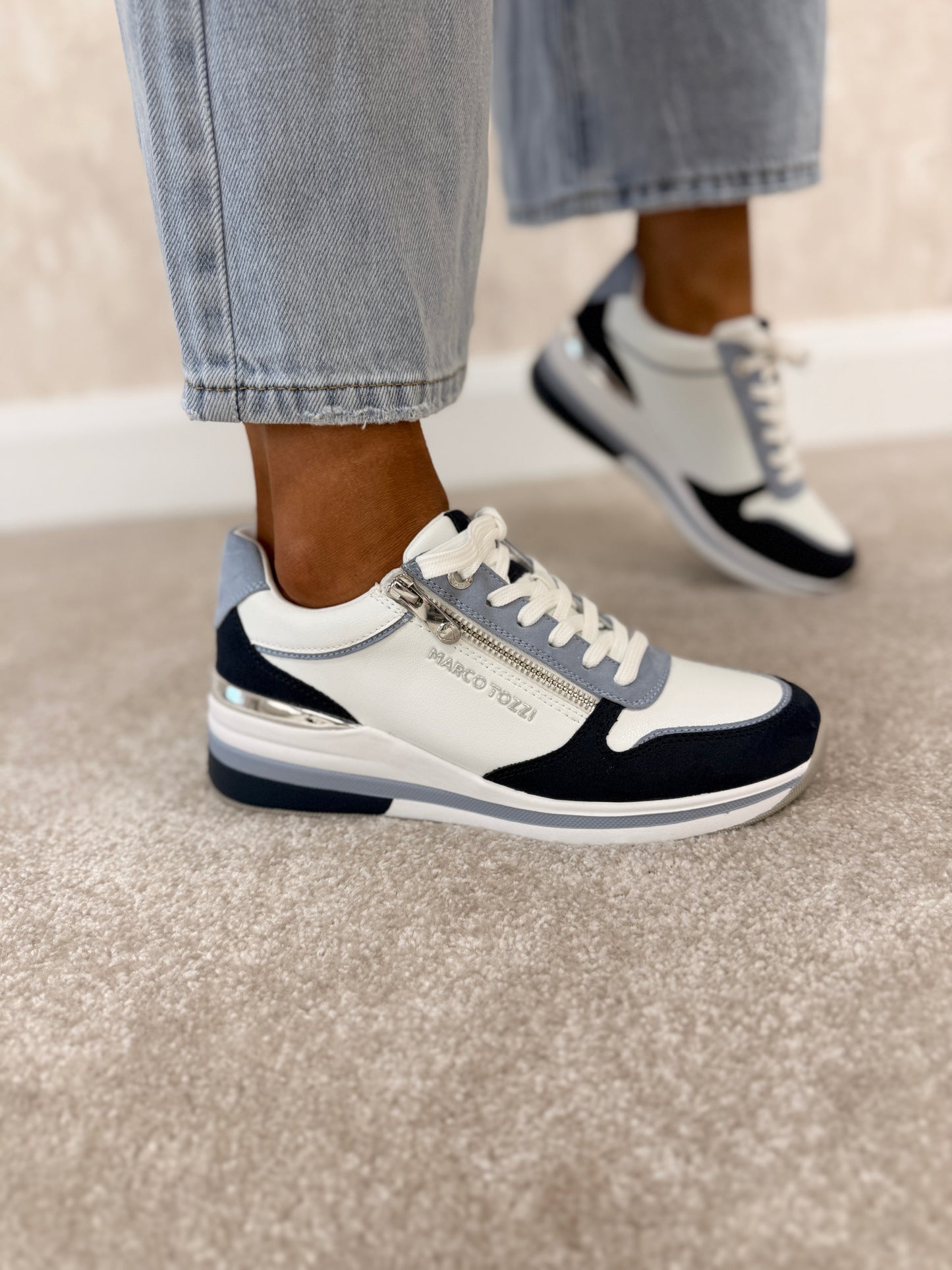 White Navy Trainers