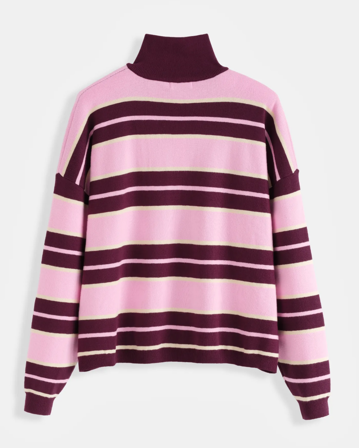Remi Stripe Zip Knit Burgundy/Pink
