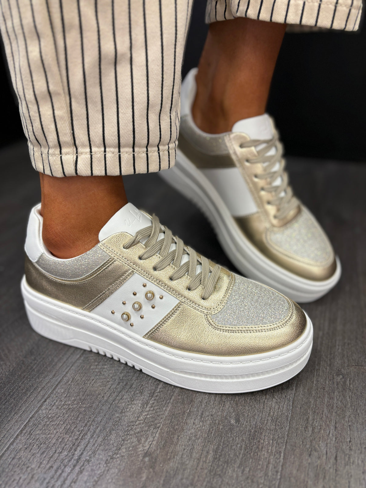 Candida Champagne Shimmer Trainers