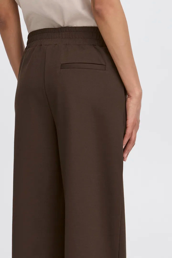 Kate Cropped Wide Pants Chocolate Brown