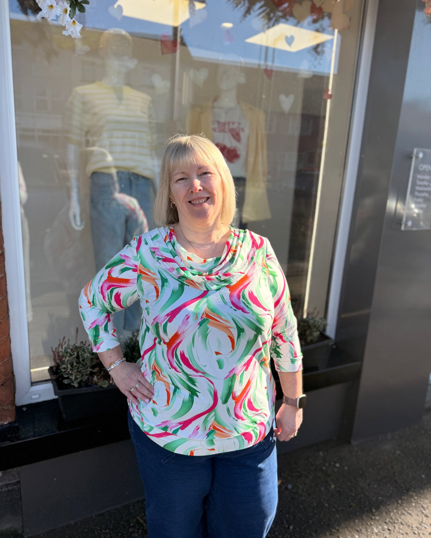 Yew 2647 Green Cowl Neck Top