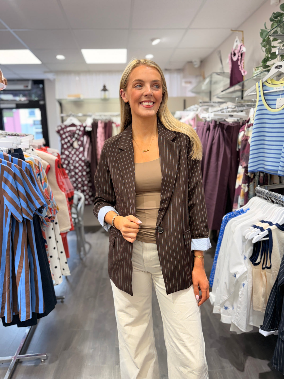 Pin Stripe Blazer Brown