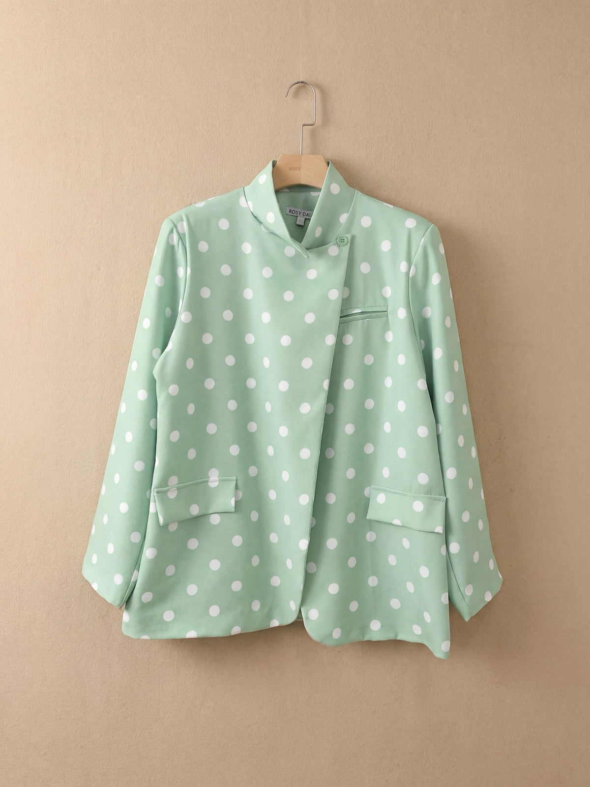 Double-Breasted Polka Dot Blazer Mint