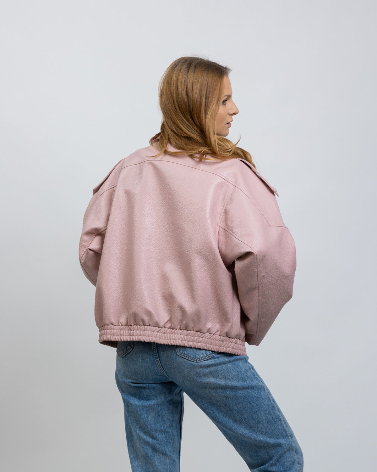 Faux Leather Jacket Blush Pink