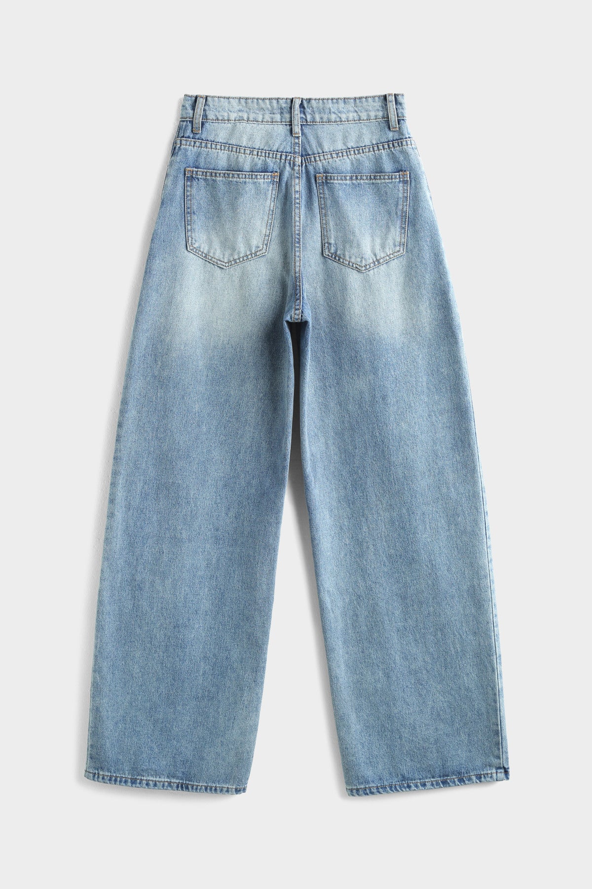 Asymmetric Wide Leg Blue Jeans