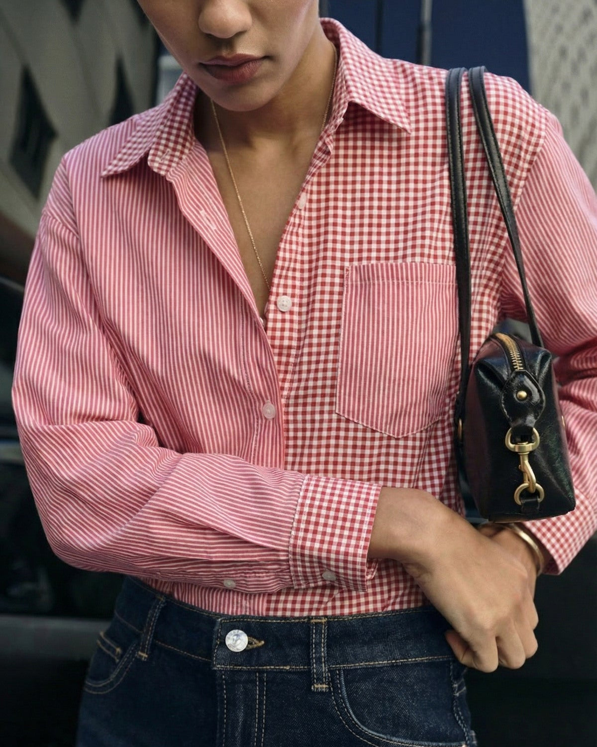 Zara Two Tone Shirt Red