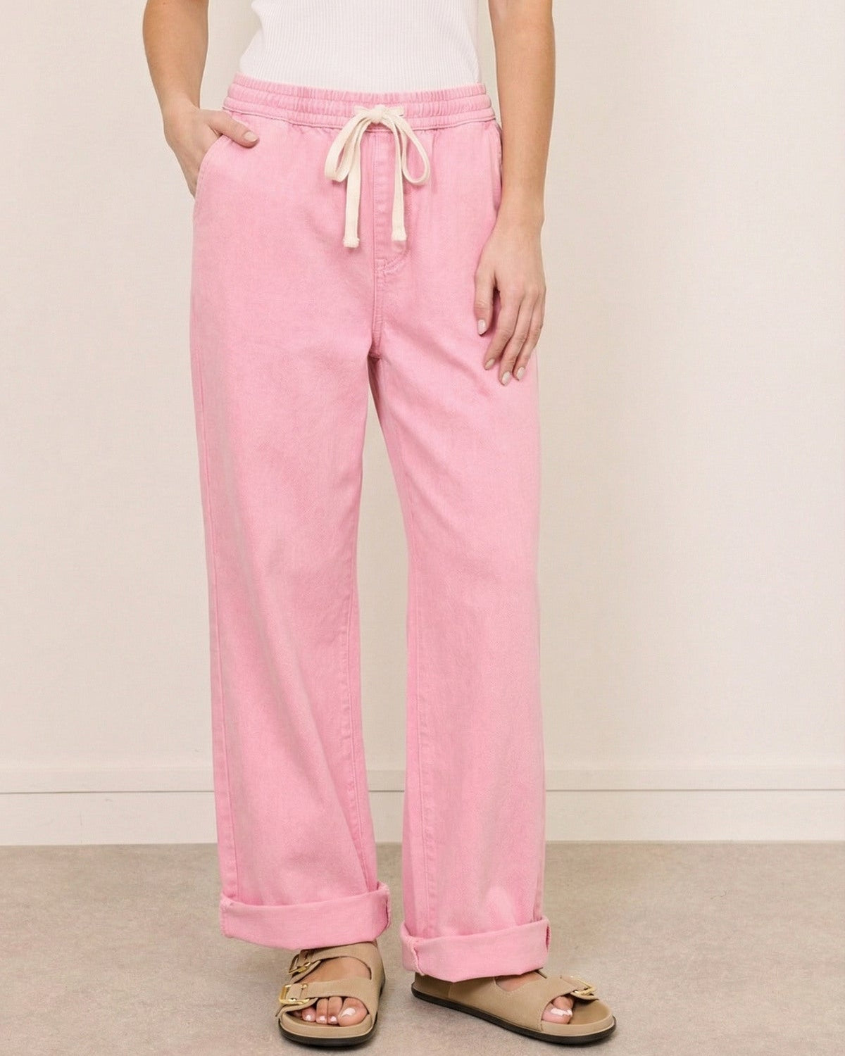 Pink Relaxed Denim Trousers