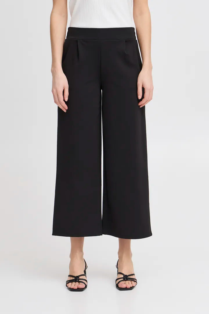 Kate Cropped Wide Pants Chocolate Black