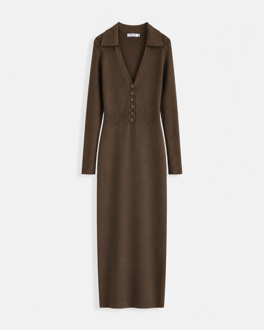 Elodie Chocolate Knit Midi Dress