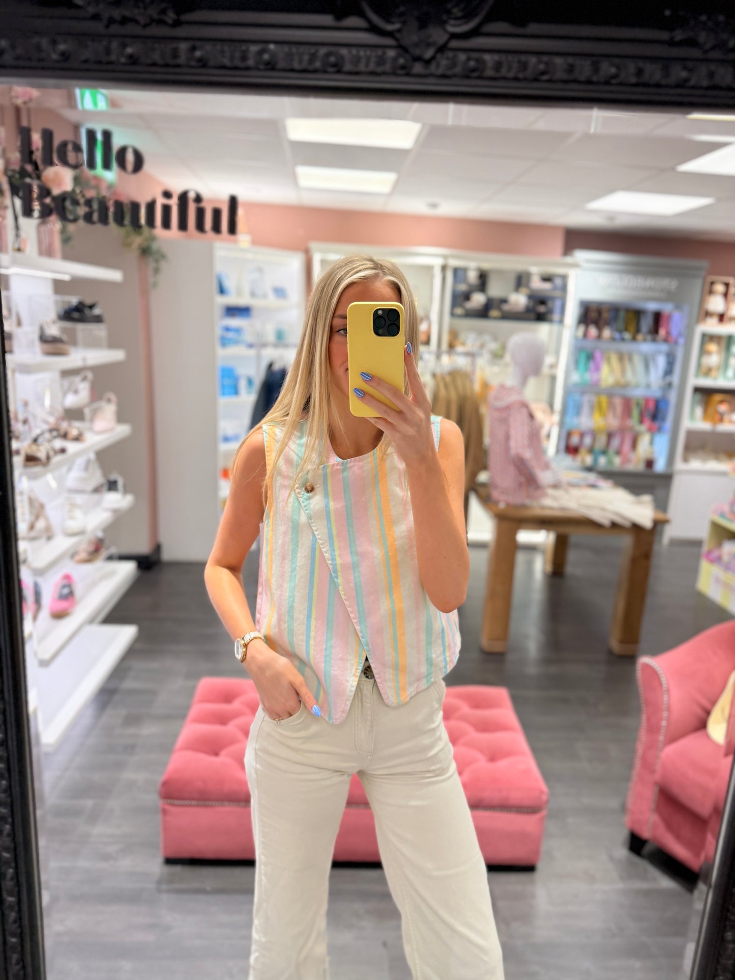 Asymmetric Stripe Pastel Top