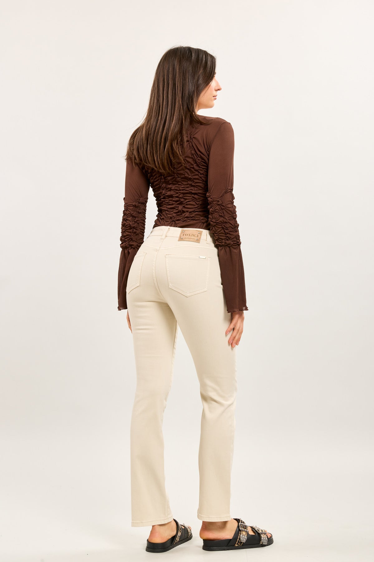 Straight stretch jeans beige