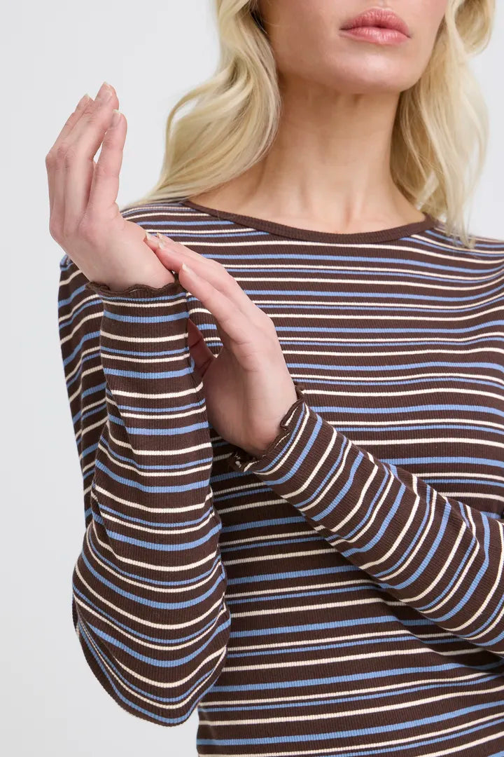 Tone Stripe Top Brown/Blue