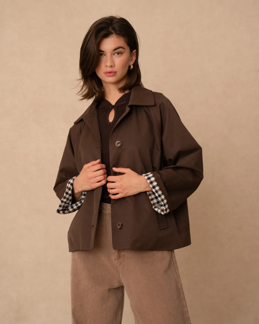 Short Trench Coat Brown