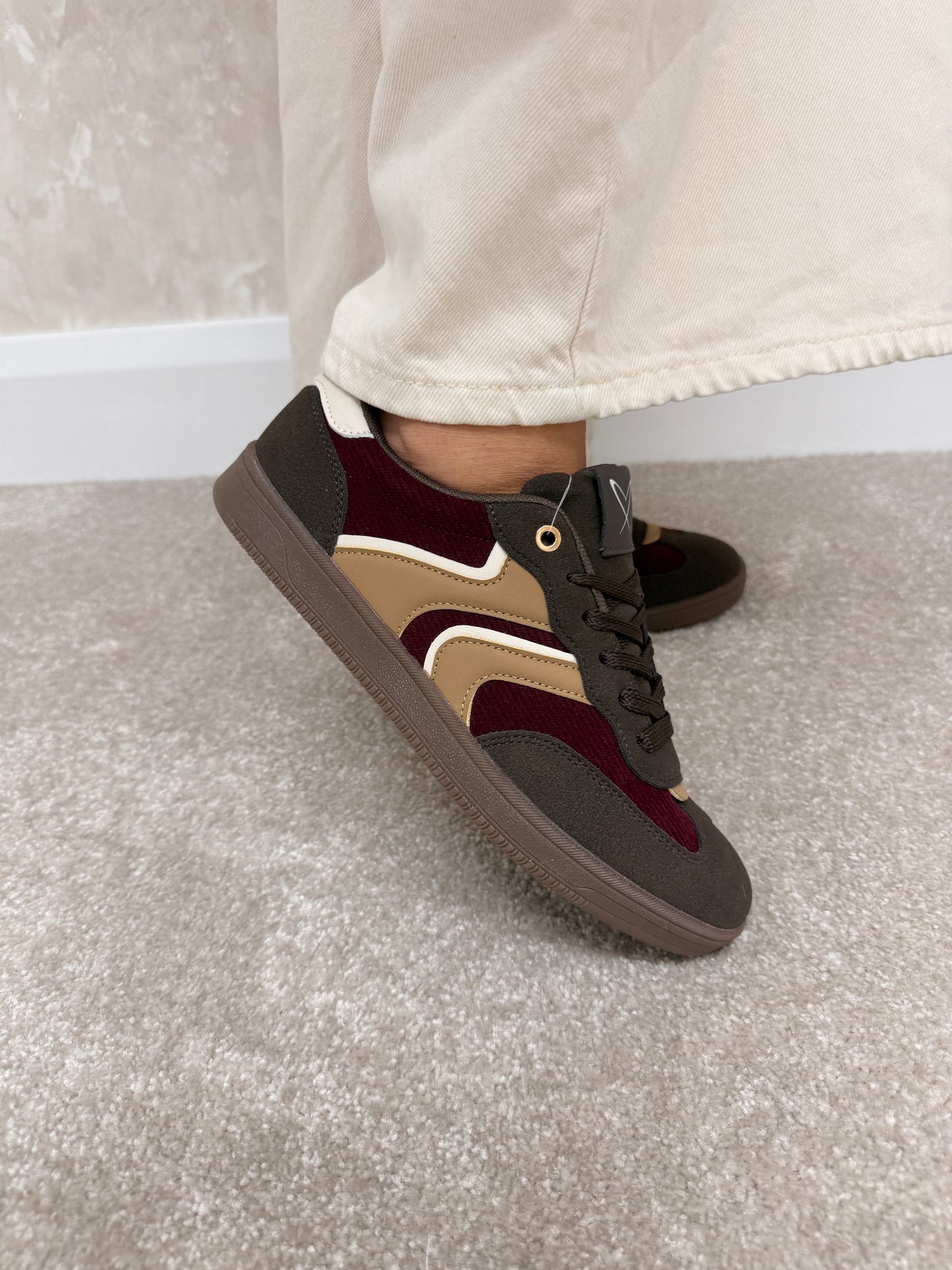 Lunar Jersey Brown Burgundy Trainers