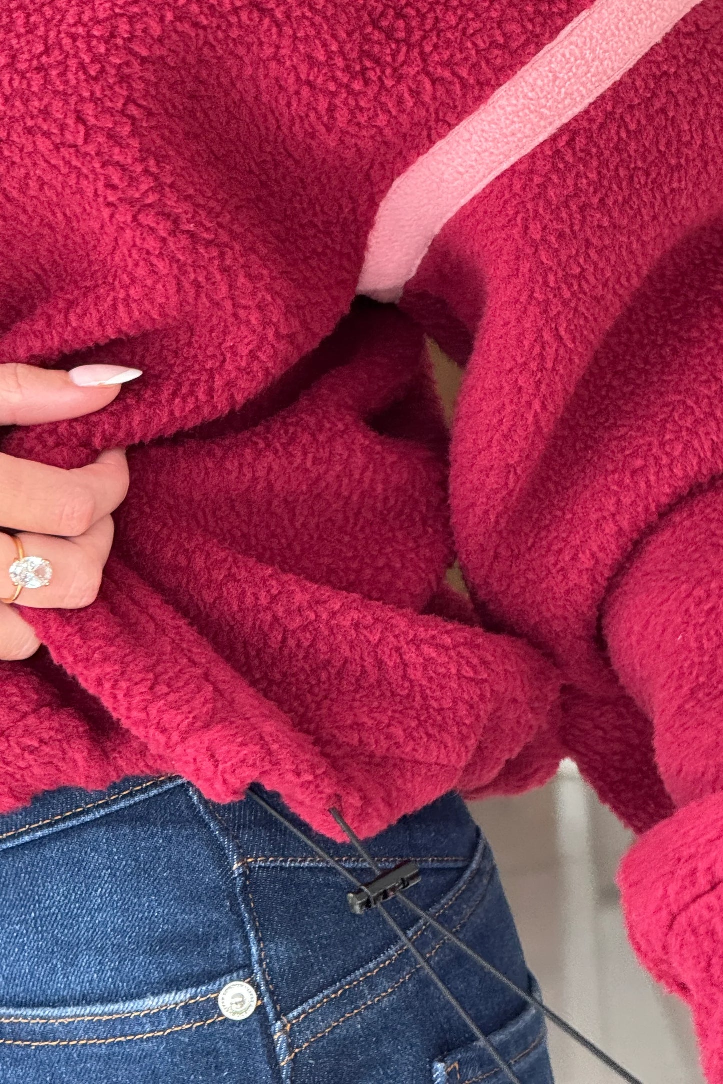 Lulu Contrast Binding 1/4 Zip Fleece Berry