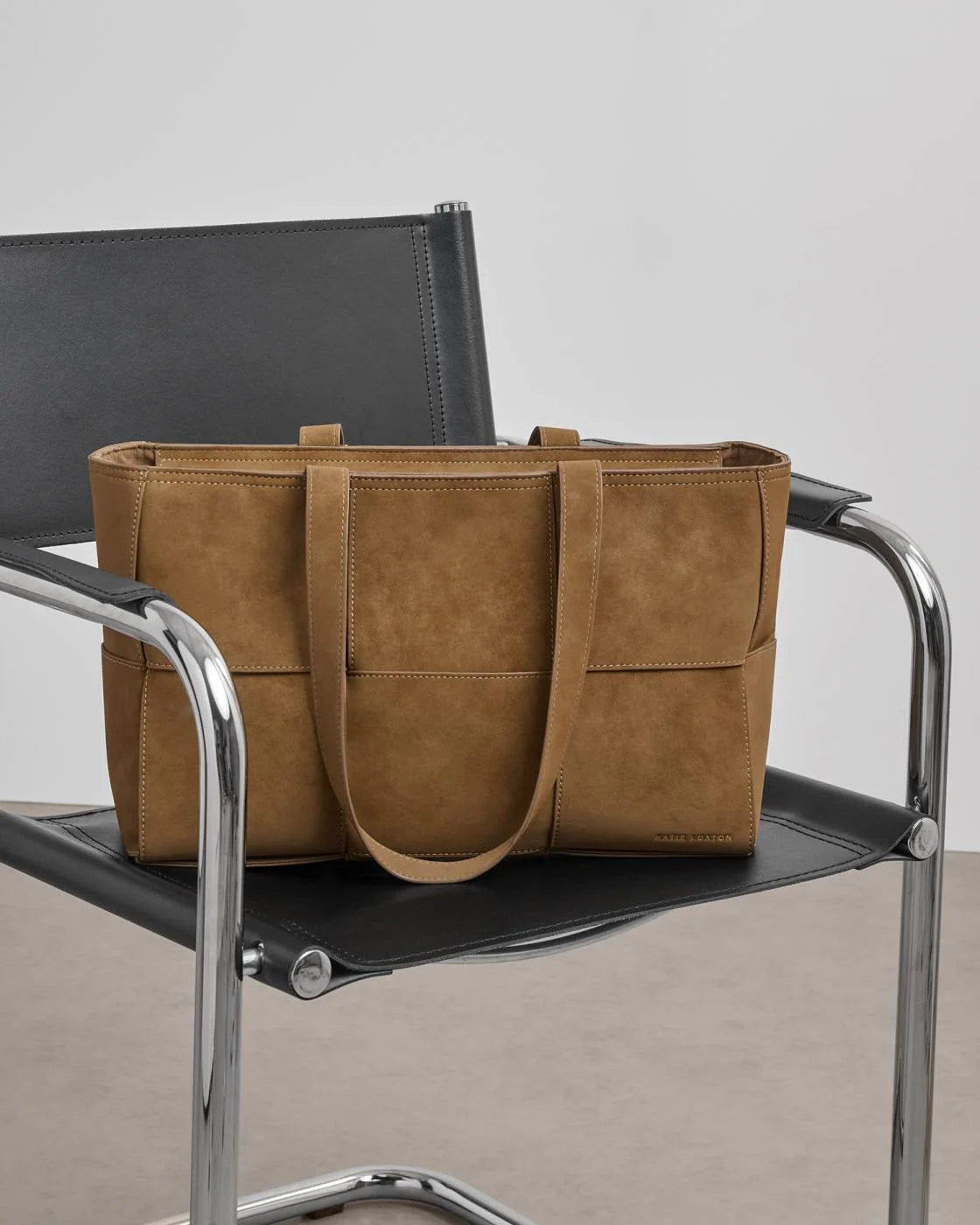 KLB4472 TAYA woven suedette tote bag caramel suedette