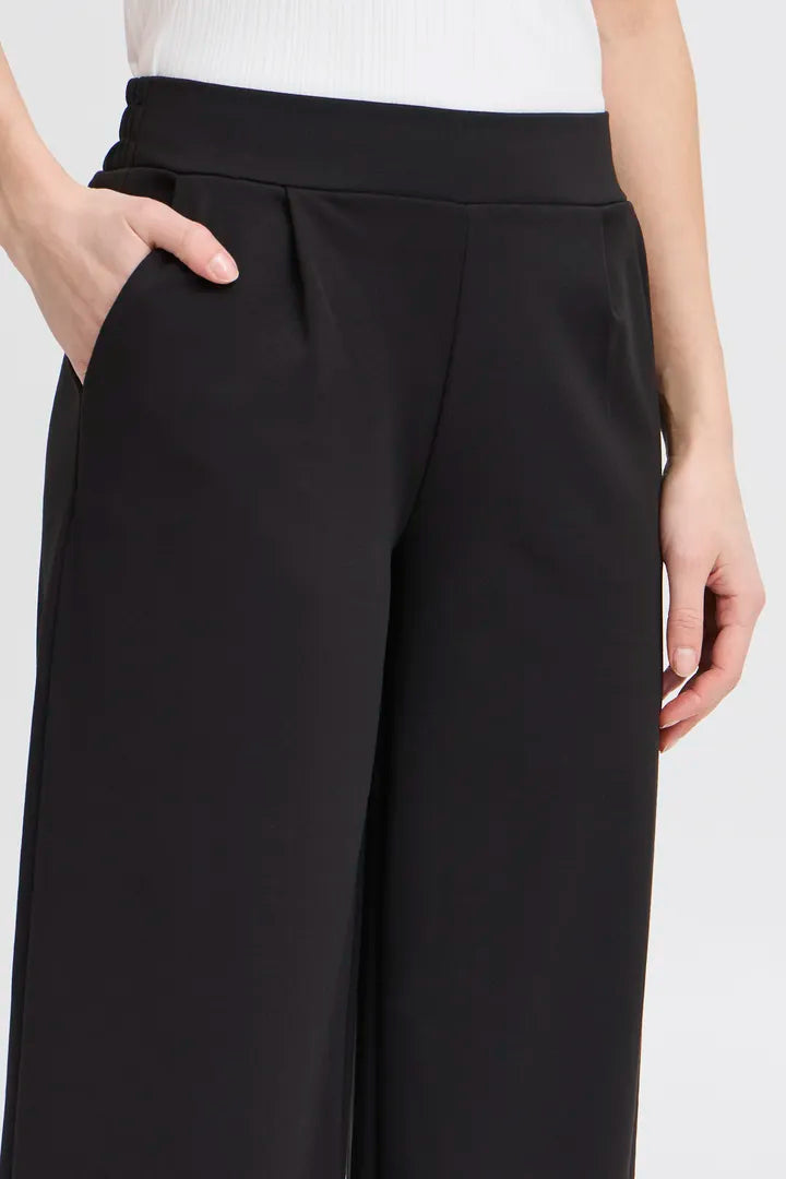 Kate Cropped Wide Pants Chocolate Black