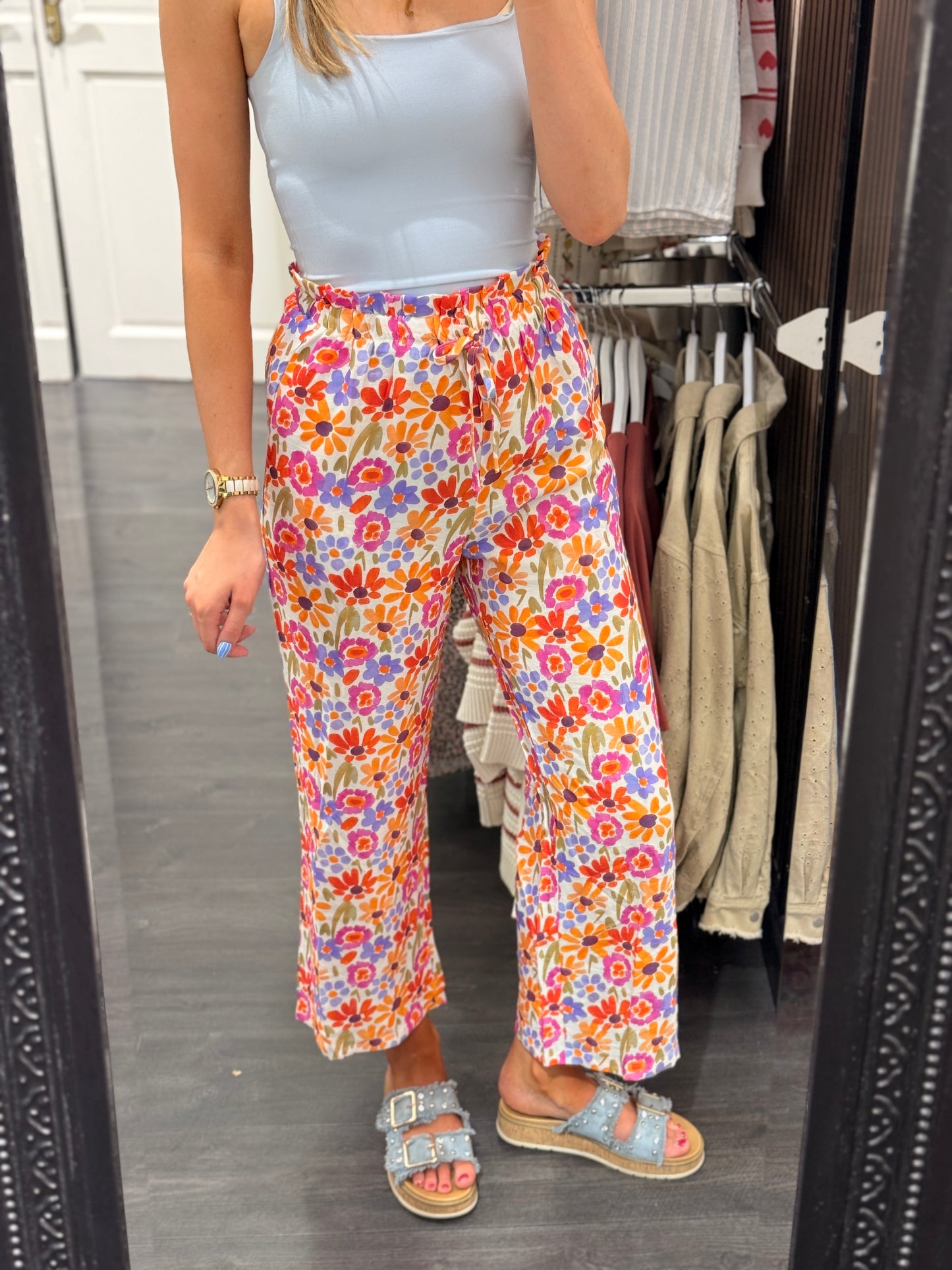 Floral Wide Leg Trousers