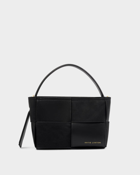 KLB4226 Taya Woven Suedette Top Handle Bag Black