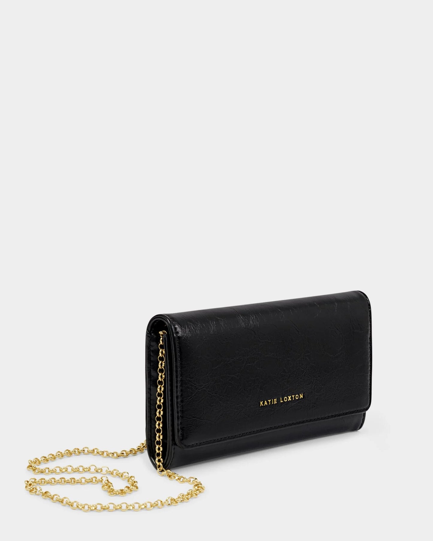 KLB4193 Zea Patent Crackle Crossbody Purse Black