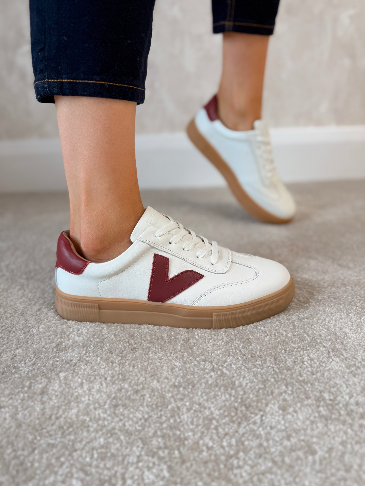 Ninety Crystal Maroon Trainers
