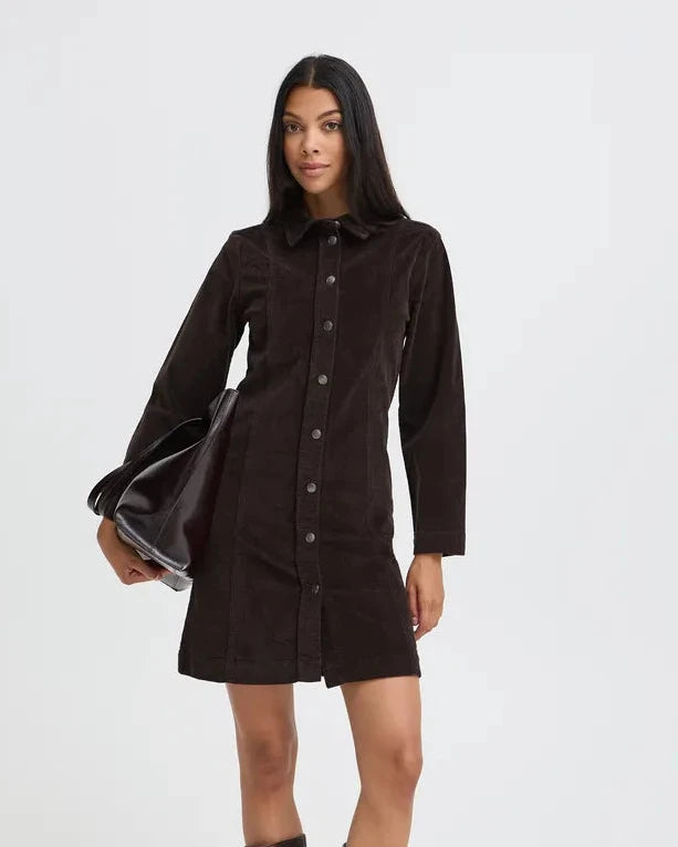 Dasik Button Dress Brown