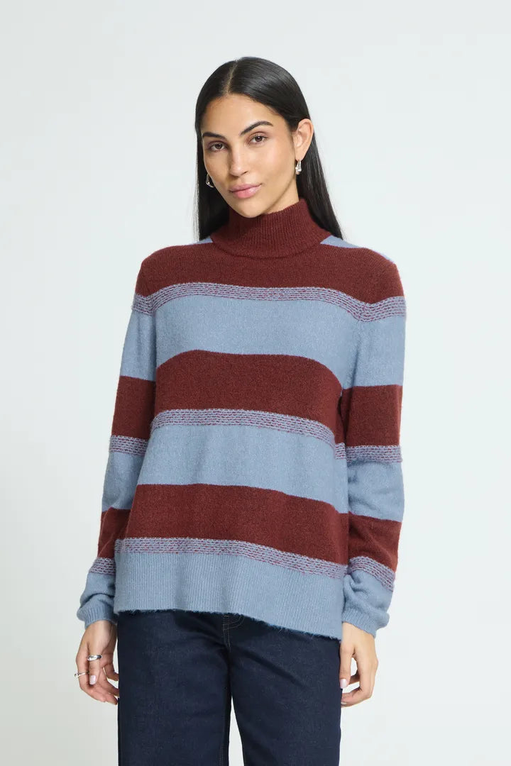 Edeen Pullover Blue/Maroon