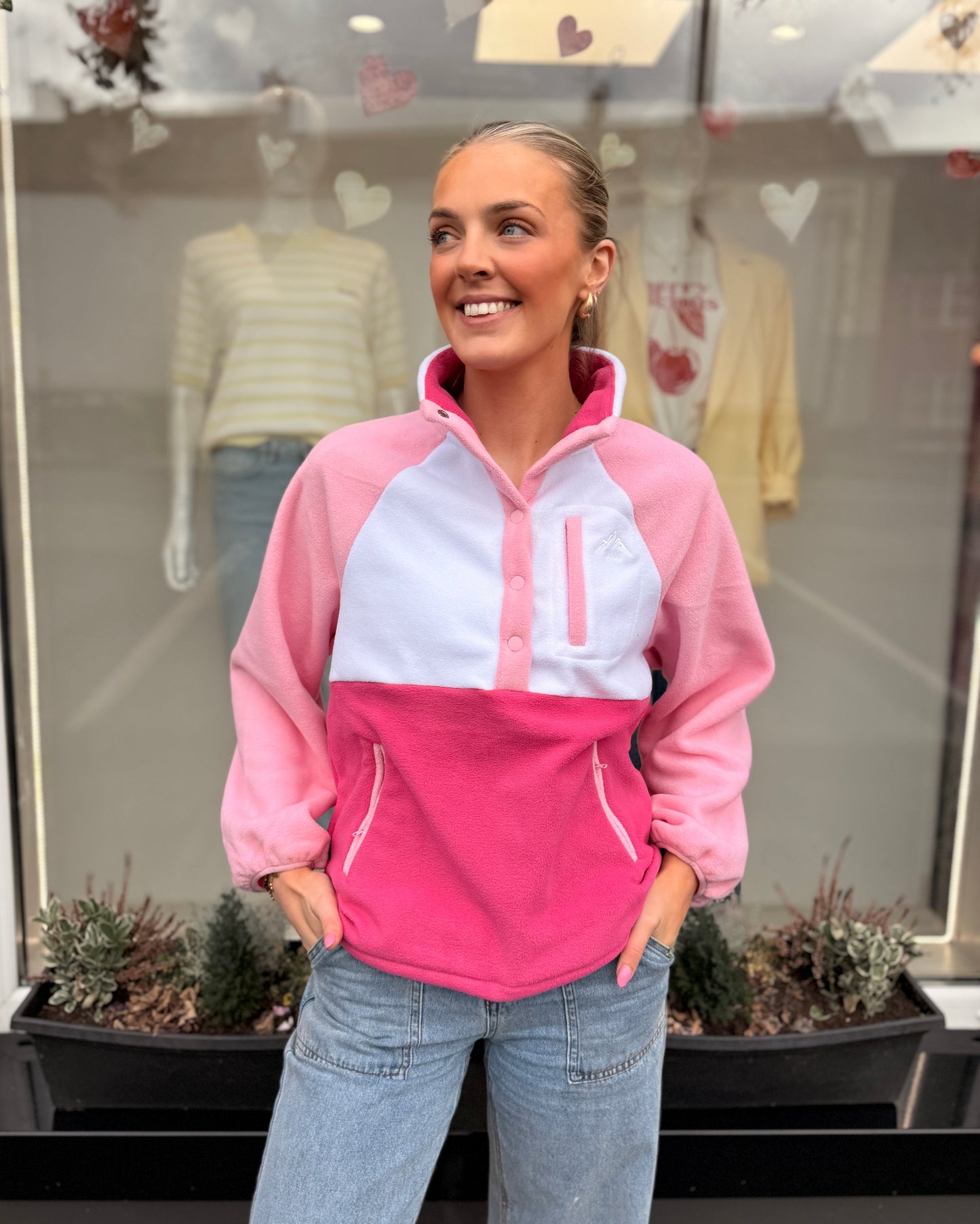 Pink White Multi Fleece