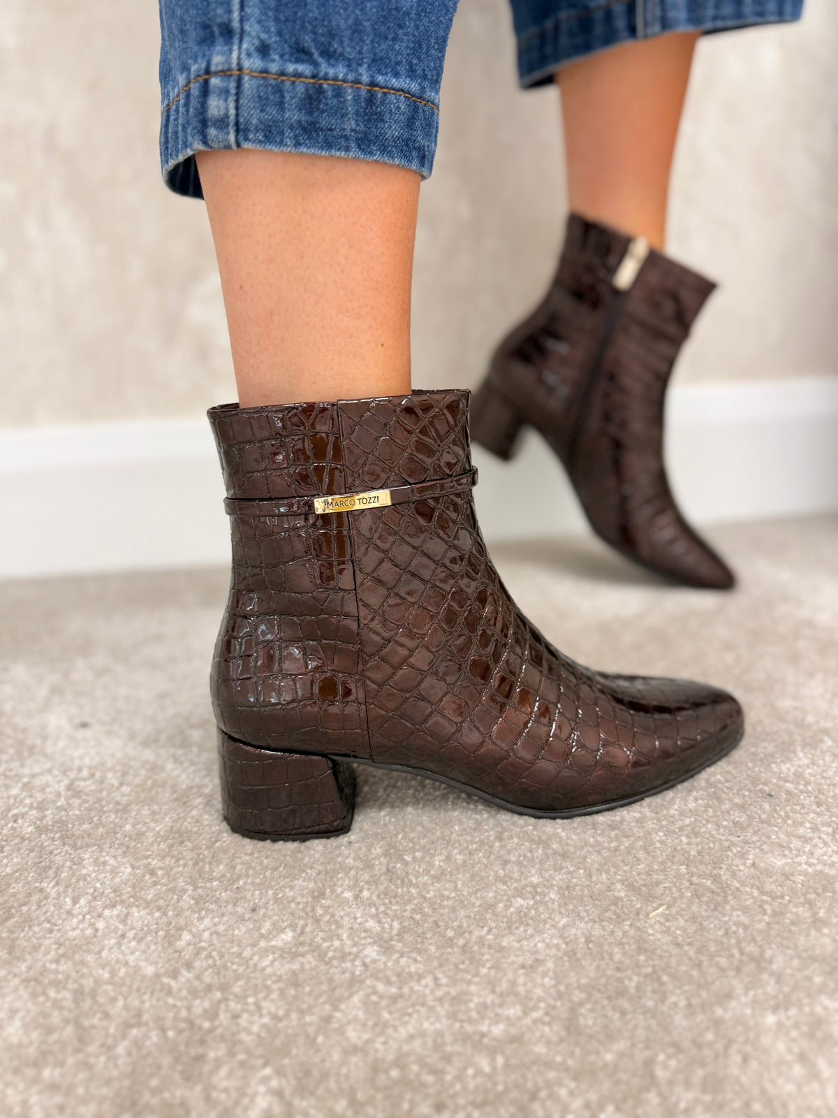 Cognac croc boots