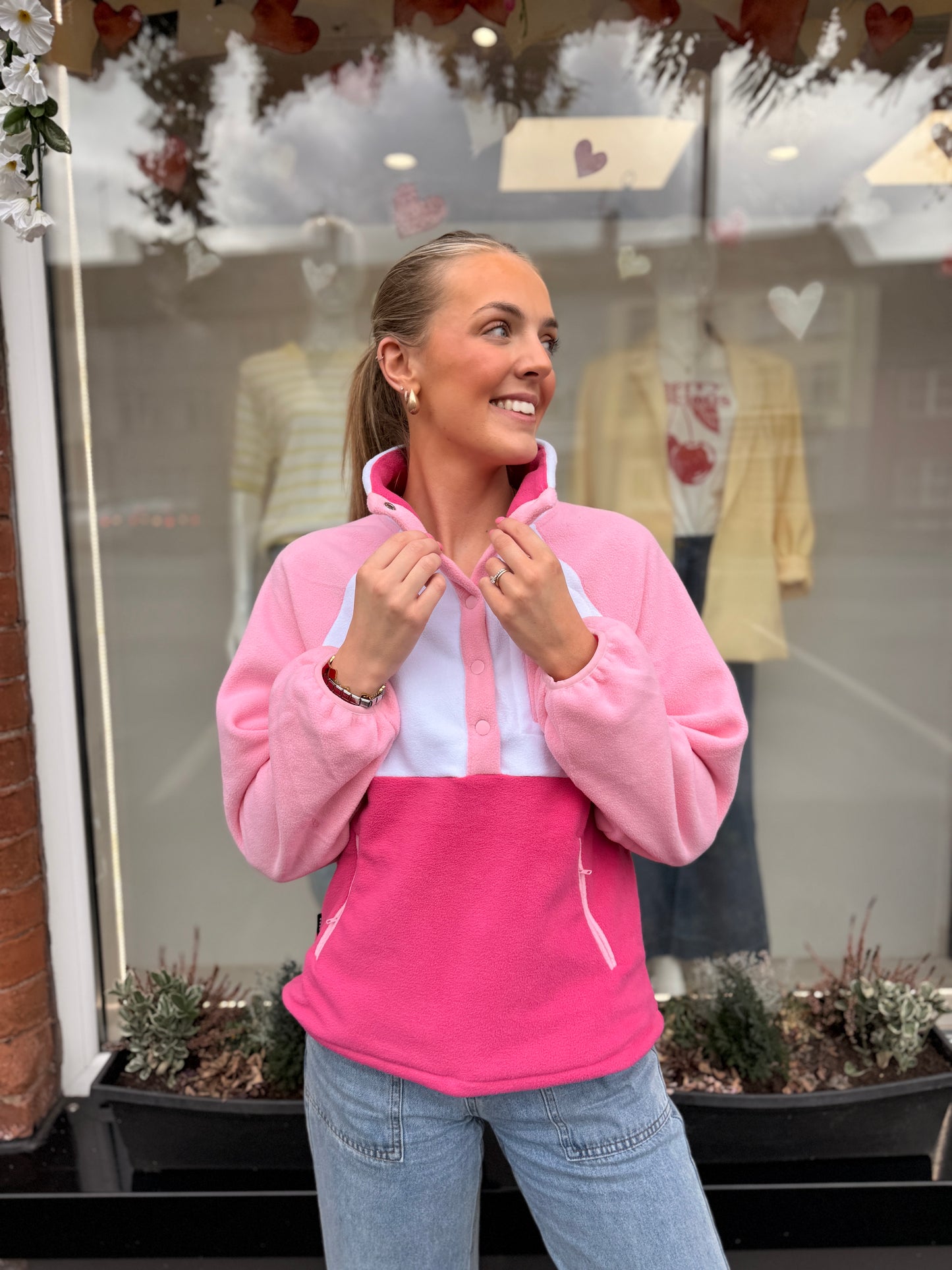 Pink White Multi Fleece