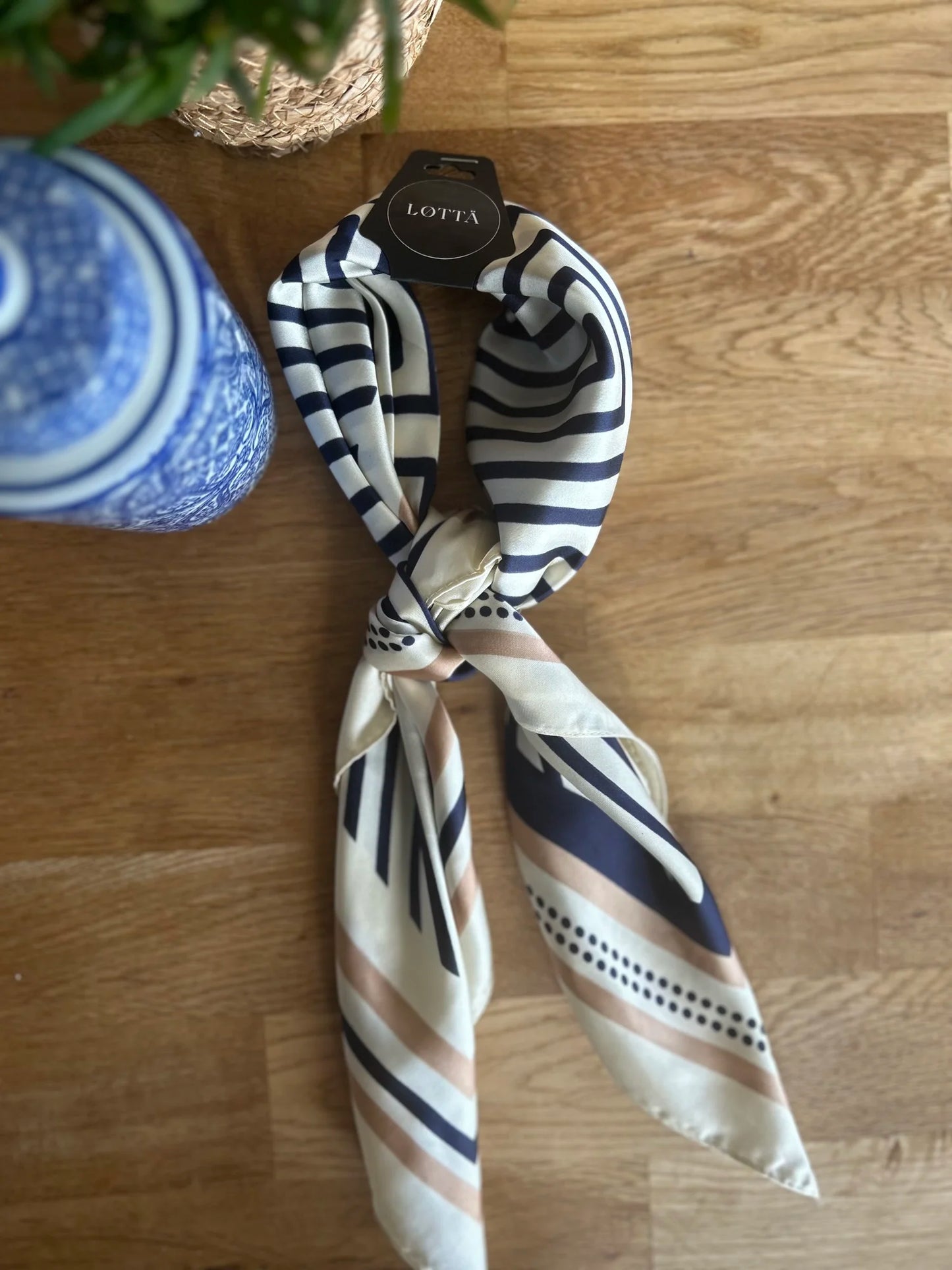 LOTTA Navy and Cream Neck Scarf