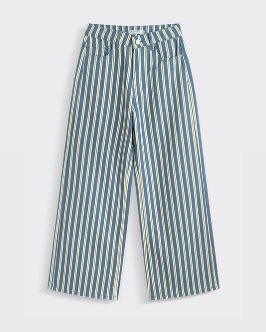 Sienna Pinstripe Wide Leg Jeans Blue/Sage