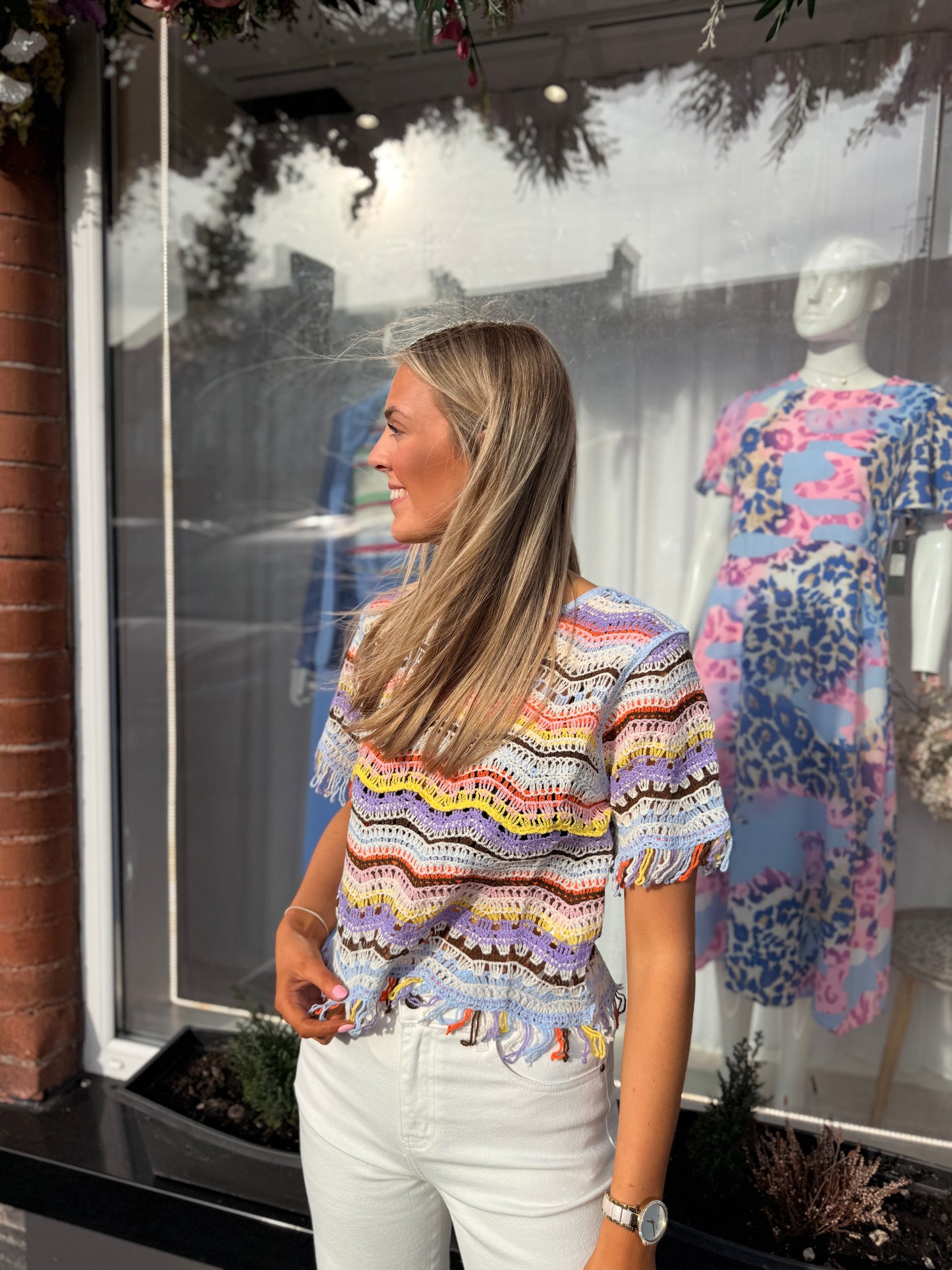 Multicolour Stripe Crochet top