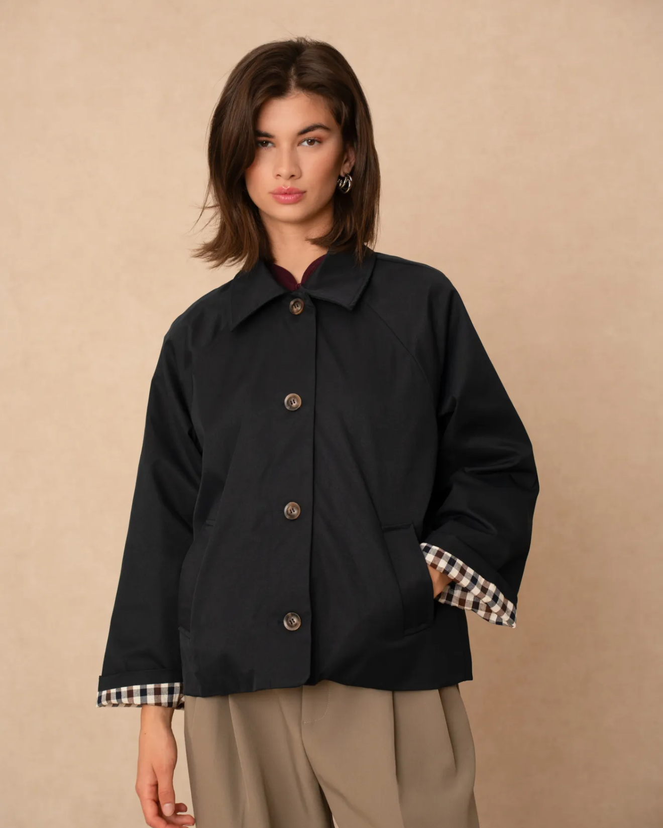 Short Trench Coat Navy