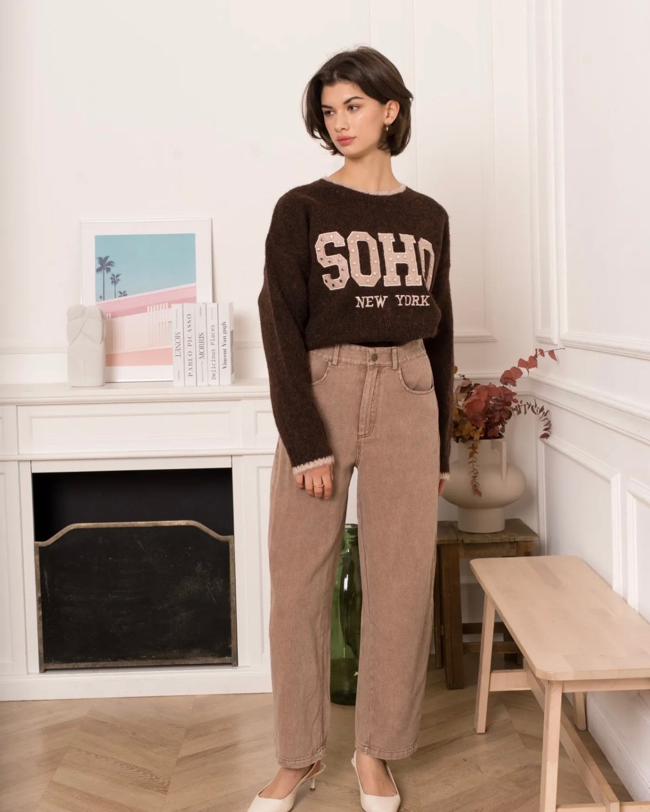 Soft Barrel Jean - Taupe/Brown