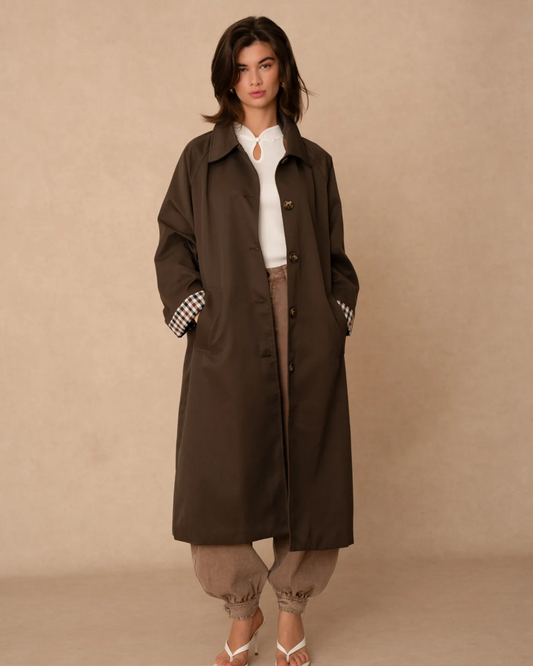 Brown long trench coat