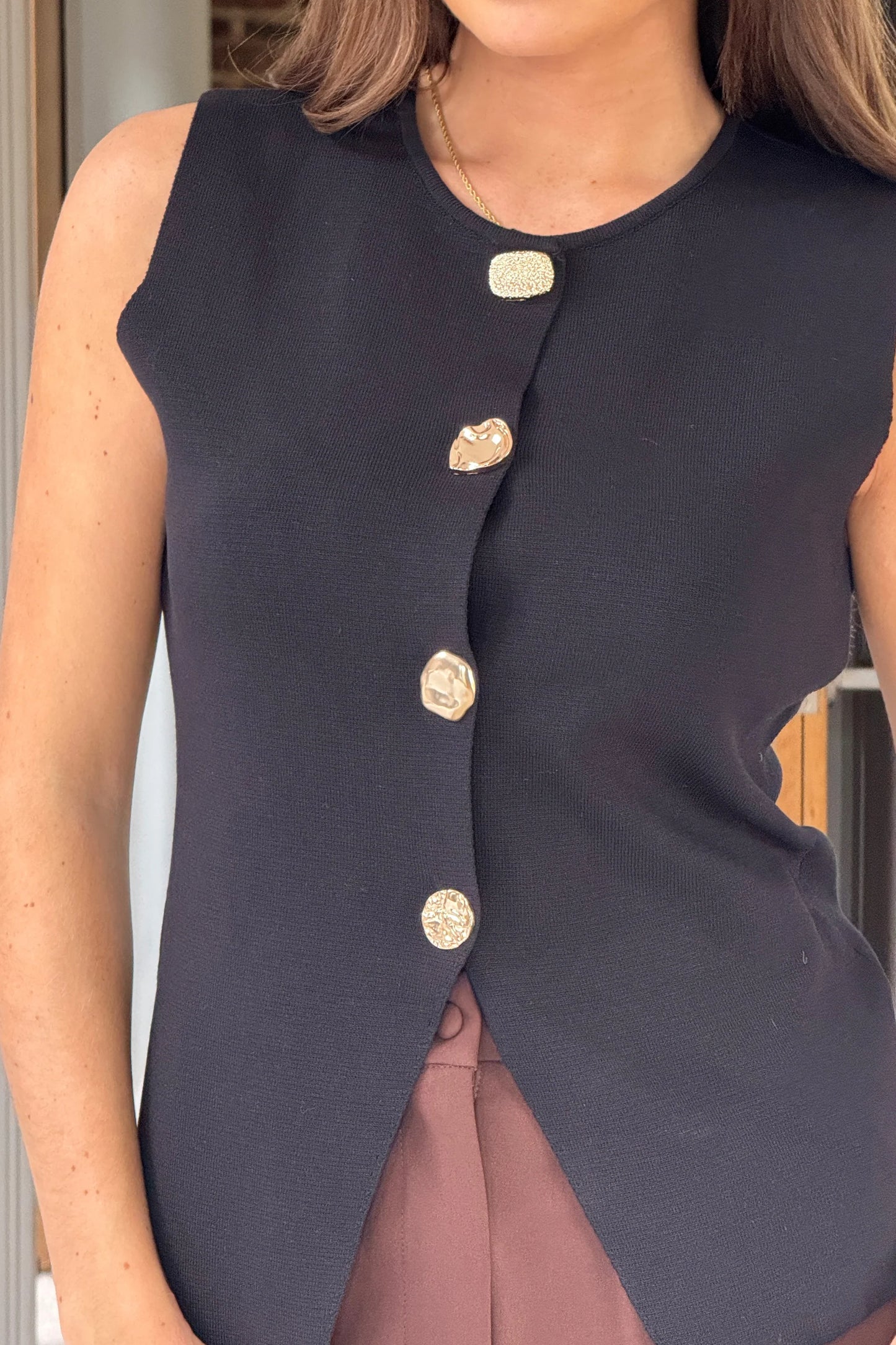 Harmonia Knitted Waistcoat Black