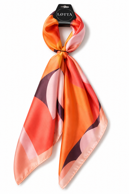 LOTTA Coral orange geometric neck scarf 