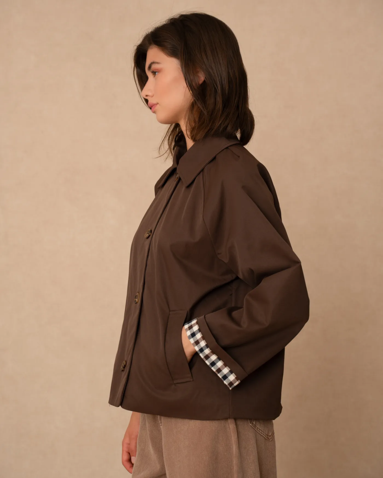 Short Trench Coat Brown