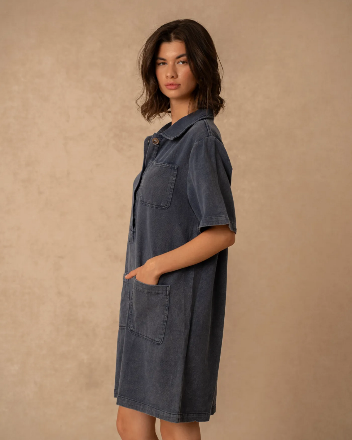 Soft Denim Shift Dress Navy