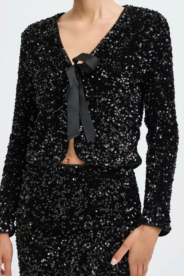 Paillet V Bow Jacket Black