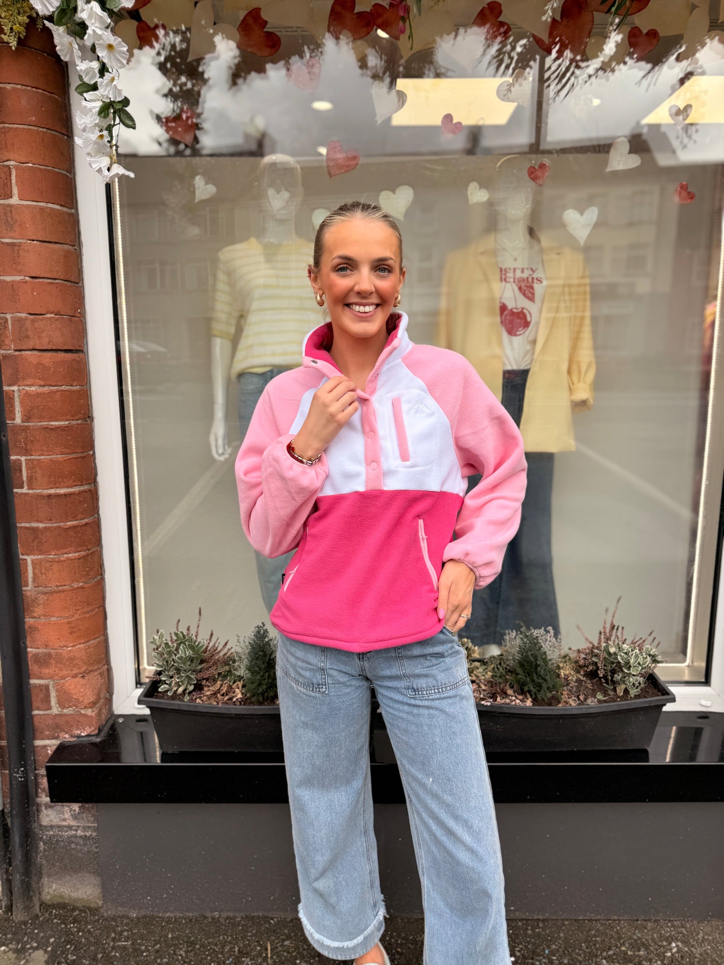 Pink White Multi Fleece